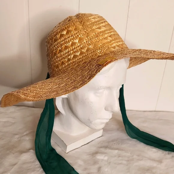 Vintage | Accessories | Vintage Straw Sun Hat W Sheer Green  display picture 1